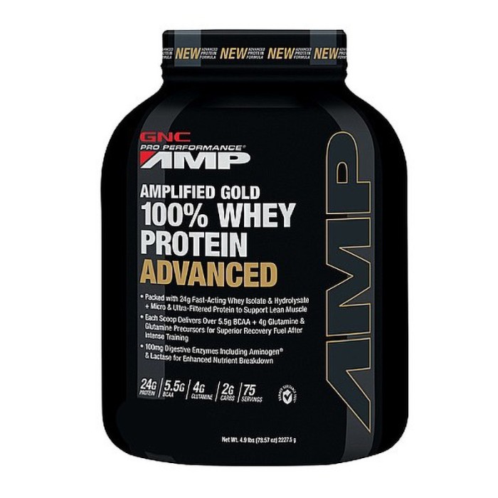 AMP Gold Advanced 100% Proteina din zer cu aroma de ciocolata (2325 grame), GNC AMP Gold Advanced 100% Proteina din zer cu aroma de ciocolata (2325 grame), GNC