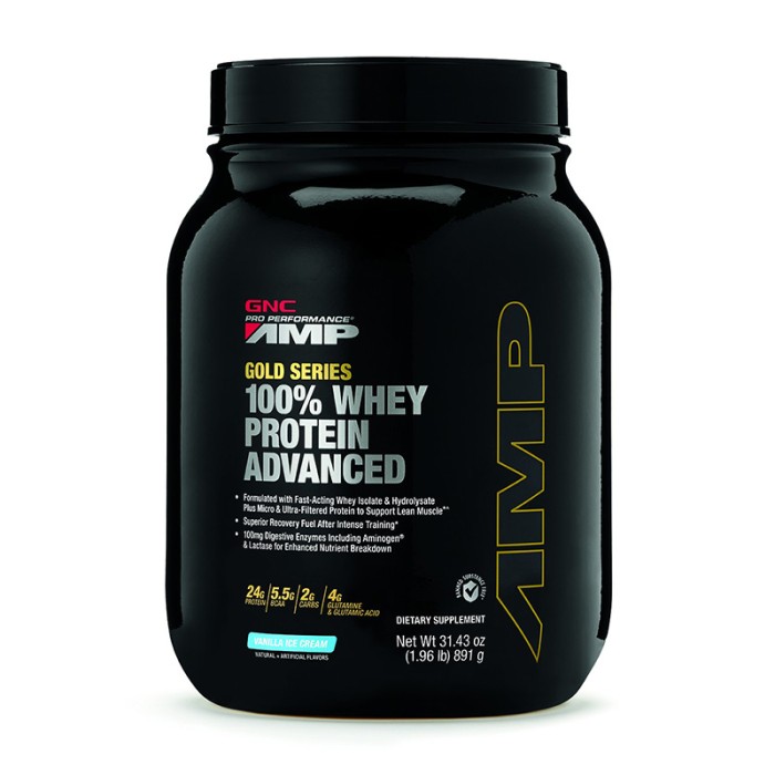 AMP Gold Advanced 100% Proteina din zer cu aroma de vanilie (891 grame), GNC AMP Gold Advanced 100% Proteina din zer cu aroma de vanilie (891 grame), GNC