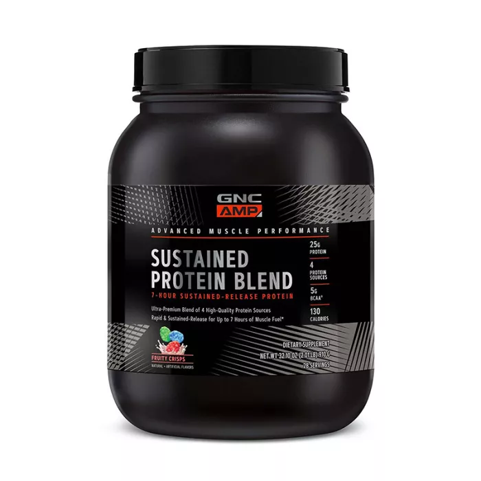 AMP Sustained Protein Blend Amestec proteic cu aroma de cereale fructate (910 grame), GNC AMP Sustained Protein Blend Amestec proteic cu aroma de cereale fructate (910 grame), GNC