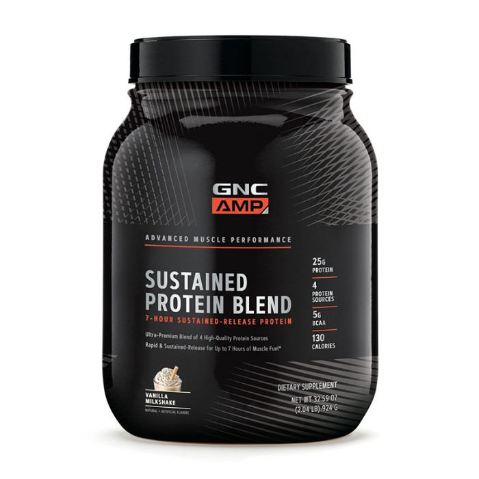 AMP Sustained Protein Blend Proteina din zer cu aroma de milkshake de vanilie (924 grame), GNC AMP Sustained Protein Blend Proteina din zer cu aroma de milkshake de vanilie (924 grame), GNC