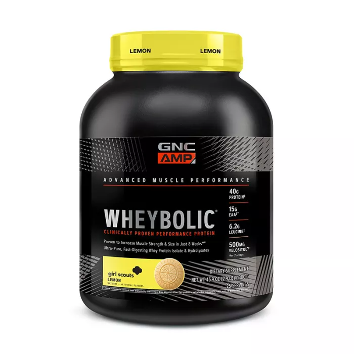 AMP Wheybolic Proteina cu aroma de lamaie Girl Scouts (1300 grame), GNC AMP Wheybolic Proteina cu aroma de lamaie Girl Scouts (1300 grame), GNC