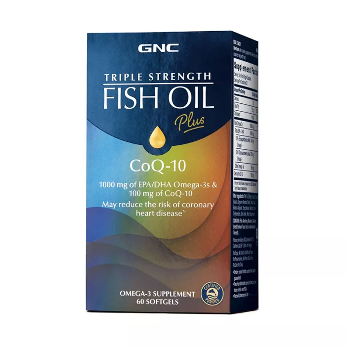 Triple Strength Ulei de peste plus Coenzima Q-10 (60 capsule), GNC Triple Strength Ulei de peste plus Coenzima Q-10 (60 capsule), GNC