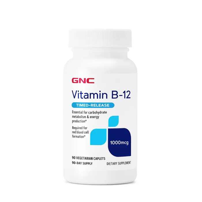 Vitamina B-12 1000 mcg cu eliberare prelungita (90 capsule vegetale), GNC Vitamina B-12 1000 mcg cu eliberare prelungita (90 capsule vegetale), GNC