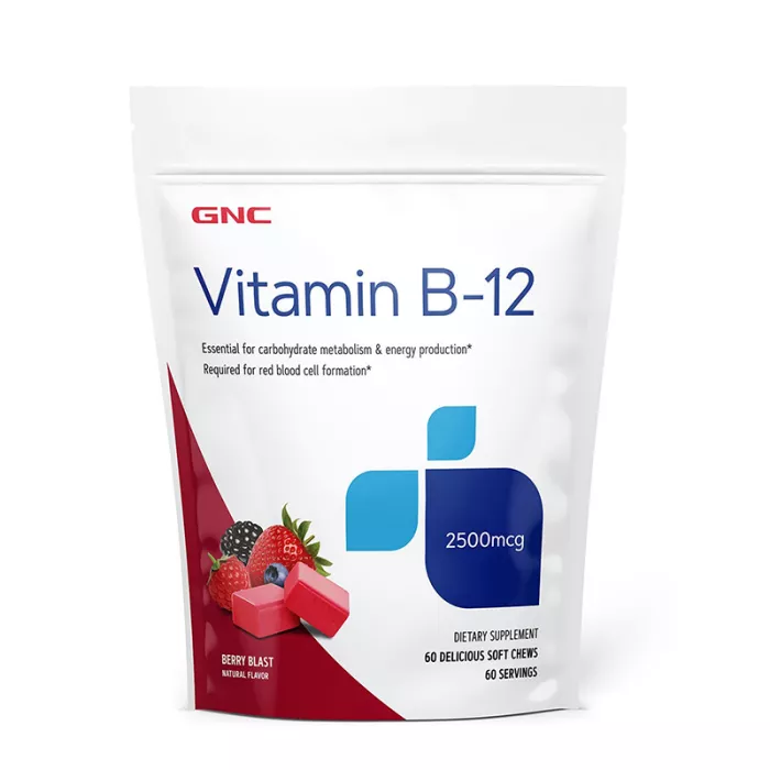 Vitamina B-12 2500 mcg Caramele cu aroma de fructe de padure (60 caramele), GNC Vitamina B-12 2500 mcg Caramele cu aroma de fructe de padure (60 caramele), GNC