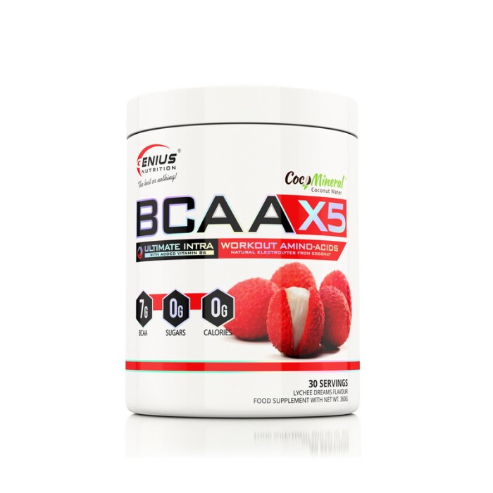 BCAA-X5 cu aroma de lychee (360 grame), Genius Nutrition BCAA-X5 cu aroma de lychee (360 grame), Genius Nutrition
