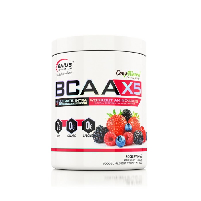 BCAA-X5 cu aroma de Red Energy (360 grame), Genius Nutrition BCAA-X5 cu aroma de Red Energy (360 grame), Genius Nutrition