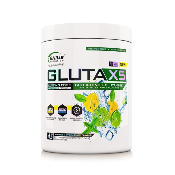 Gluta-X5 cu aroma de Icy Lemonade (405 grame), Genius Nutrition Gluta-X5 cu aroma de Icy Lemonade (405 grame), Genius Nutrition