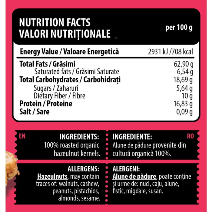 Unt bio de alune de padure (250 grame), Genius Nutrition Unt bio de alune de padure (250 grame), Genius Nutrition