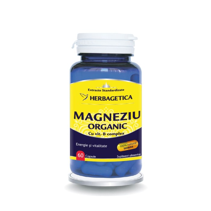 Magneziu Organic (60 capsule), Herbagetica