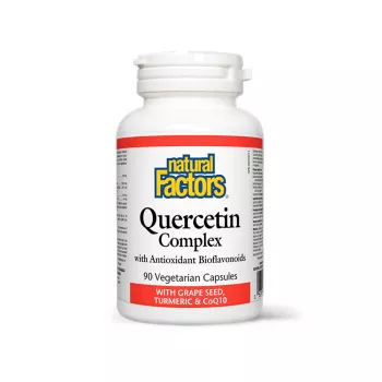 Quercetin Complex cu Bioflavonoizi, Extract din Samburi de Struguri, Turmeric si Conezima Q10 (90 capsule), Natural Factors