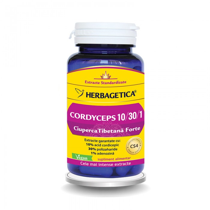 Cordyceps 10/30/1 Ciuperca Tibetana Forte (30 capsule), Herbagetica Cordyceps 10/30/1 Ciuperca Tibetana Forte (30 capsule), Herbagetica