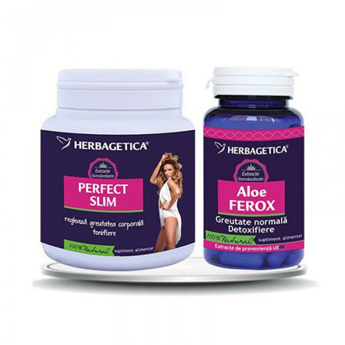Pachet Slim Ferox (Perfect Slim 210 grame + Aloe Ferox 30 capsule), Herbagetica Pachet Slim Ferox (Perfect Slim 210 grame + Aloe Ferox 30 capsule), Herbagetica