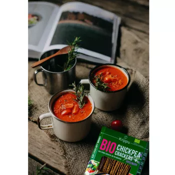 Crackers din naut cu rosii, BIO, vegan (80 grame), Krippu Crackers din naut cu rosii, BIO, vegan (80 grame), Krippu