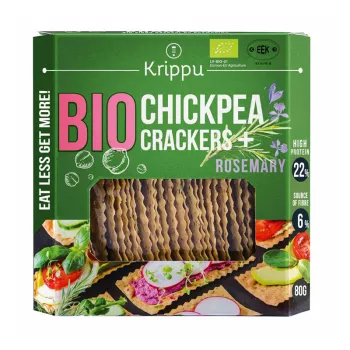 Crackers din naut cu rozmarin, BIO, vegan (80 grame), Krippu Crackers din naut cu rozmarin, BIO, vegan (80 grame), Krippu