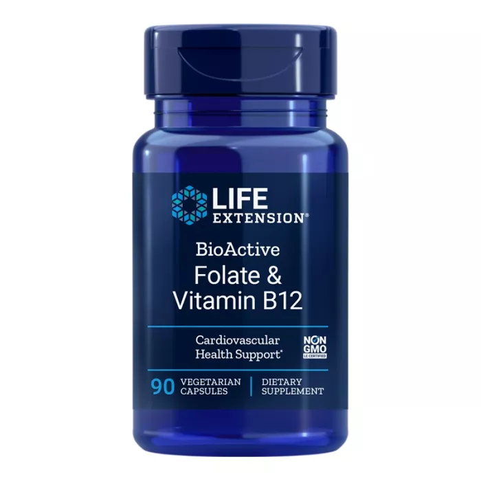 BioActive Folat cu Vitamina B12 (90 capsule), LifeExtension BioActive Folat cu Vitamina B12 (90 capsule), LifeExtension