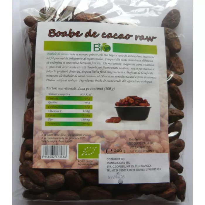 Boabe de cacao bio crude (Peru) (200 grame) Boabe de cacao bio crude (Peru) (200 grame)