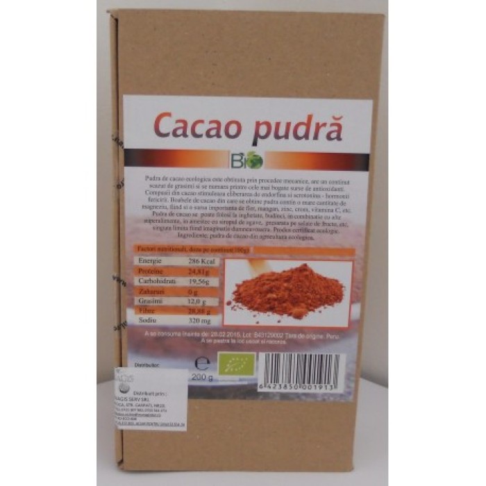 Cacao pudra bio (200 grame) Cacao pudra bio (200 grame)