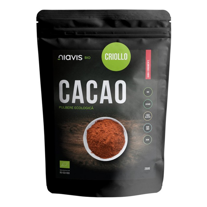 Cacao criollo pulbere RAW ecologica/BIO (250 grame), Niavis