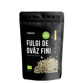 Fulgi de ovaz ecologici fini fara gluten (250 grame), Niavis Fulgi de ovaz ecologici fini fara gluten (250 grame), Niavis