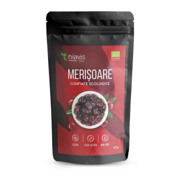 Merisoare ecologice/BIO indulcite cu suc de mere (125 grame), Niavis Merisoare ecologice/BIO indulcite cu suc de mere (125 grame), Niavis
