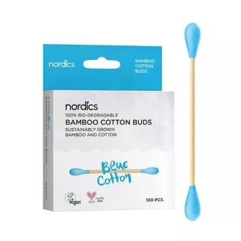 Betisoare din bumbac si bambus, albastre (100 buc), Nordics