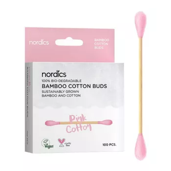 Betisoare din bumbac si bambus, roz (100 buc), Nordics