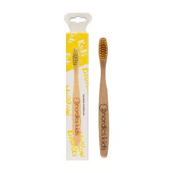 Periuta de dinti din bambus pentru copii, galbena, Nordics