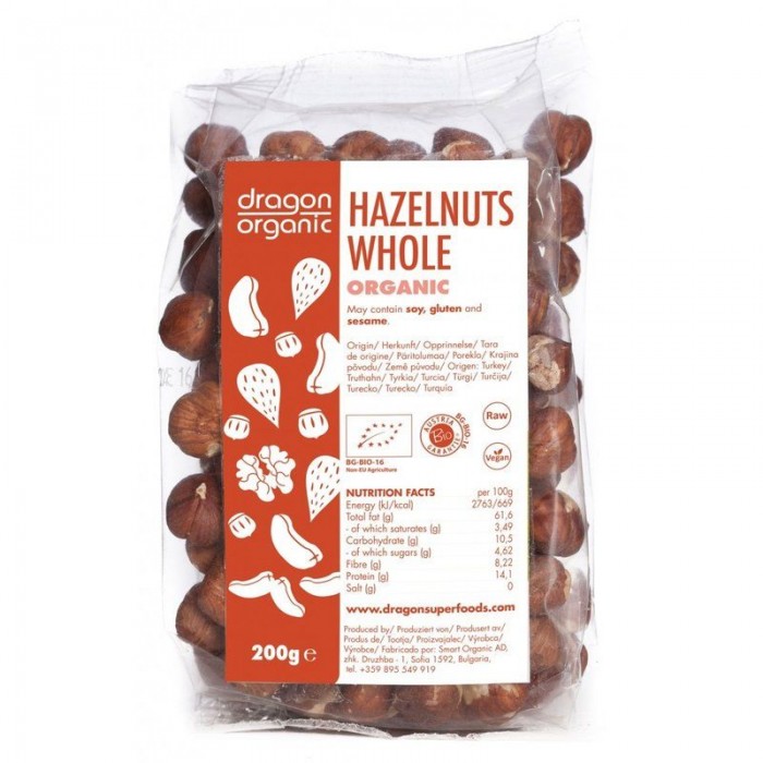 Alune de padure raw bio (200g), Dragon Superfoods Alune de padure raw bio (200g), Dragon Superfoods