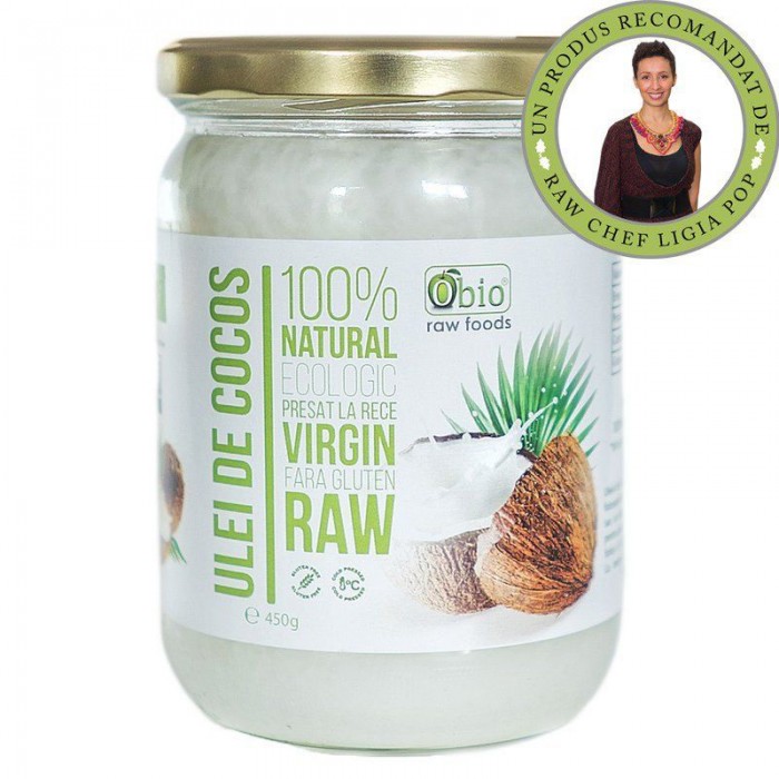 Obio, Ulei de cocos virgin raw bio (450 grame) Obio, Ulei de cocos virgin raw bio (450 grame)