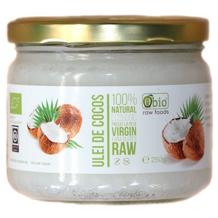 Obio, Ulei de cocos virgin raw bio (250 grame) Obio, Ulei de cocos virgin raw bio (250 grame)