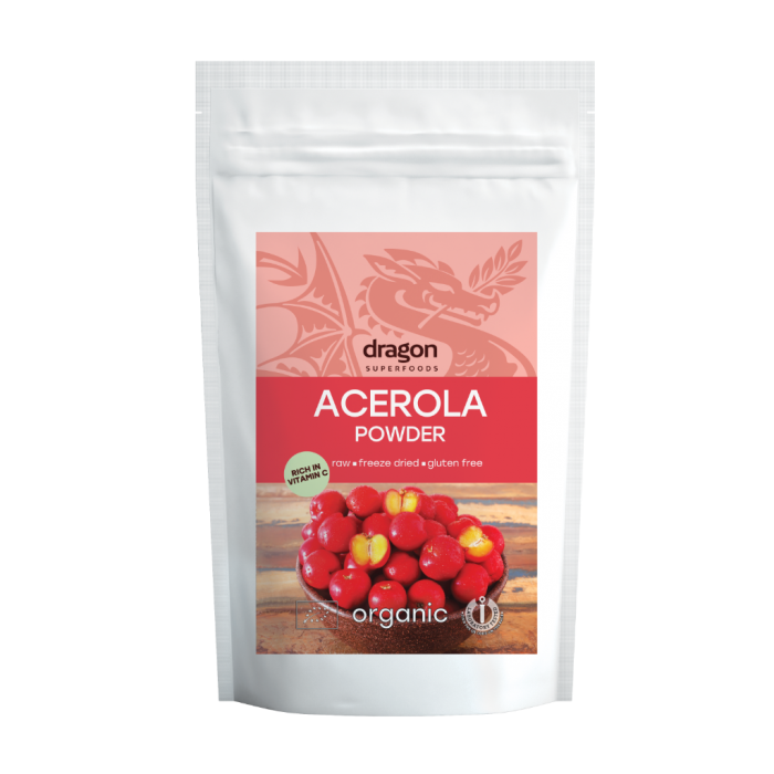Pulbere de acerola raw bio (75 grame), Dragon Superfoods Pulbere de acerola raw bio (75 grame), Dragon Superfoods