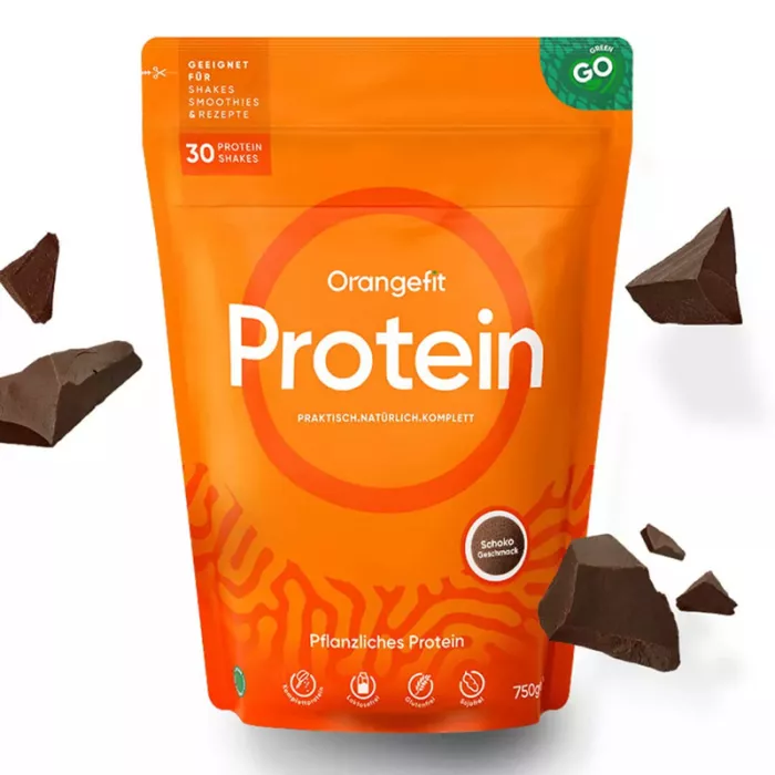 Proteina vegetala cu aroma de ciocolata (750 grame), Orangefit Proteina vegetala cu aroma de ciocolata (750 grame), Orangefit