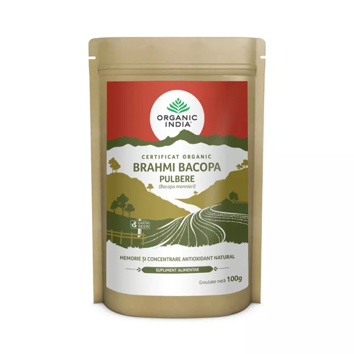 Brahmi - Bacopa Tonic cerebral si memorie - pulbere 100% certificata organic (100 grame), Organic India Brahmi - Bacopa Tonic cerebral si memorie - pulbere 100% certificata organic (100 grame), Organic India