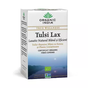 Ceai Tulsi Lax - ceai laxativ bland si eficient cu Senna (18 plicuri infuzie) , Organic India