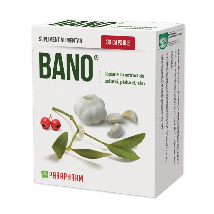 Quantumpharm, Capsule Bano cu extract de usturoi, paducel si vasc (30 capsule) Quantumpharm, Capsule Bano cu extract de usturoi, paducel si vasc (30 capsule)