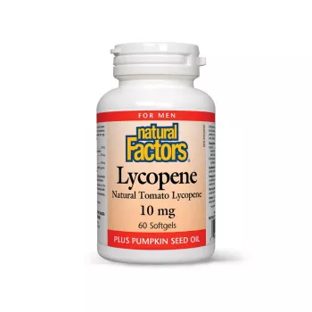 Lycopene (Licopina) Forte cu ulei din seminte de dovleac 10 mg (60 capsule), Natural Factors Lycopene (Licopina) Forte cu ulei din seminte de dovleac 10 mg (60 capsule), Natural Factors