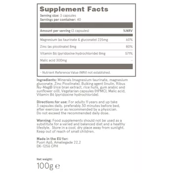 Puori M3 Complex de Magneziu, Zinc, Vitamina B6 si Acid Malic (120 capsule), Puori
