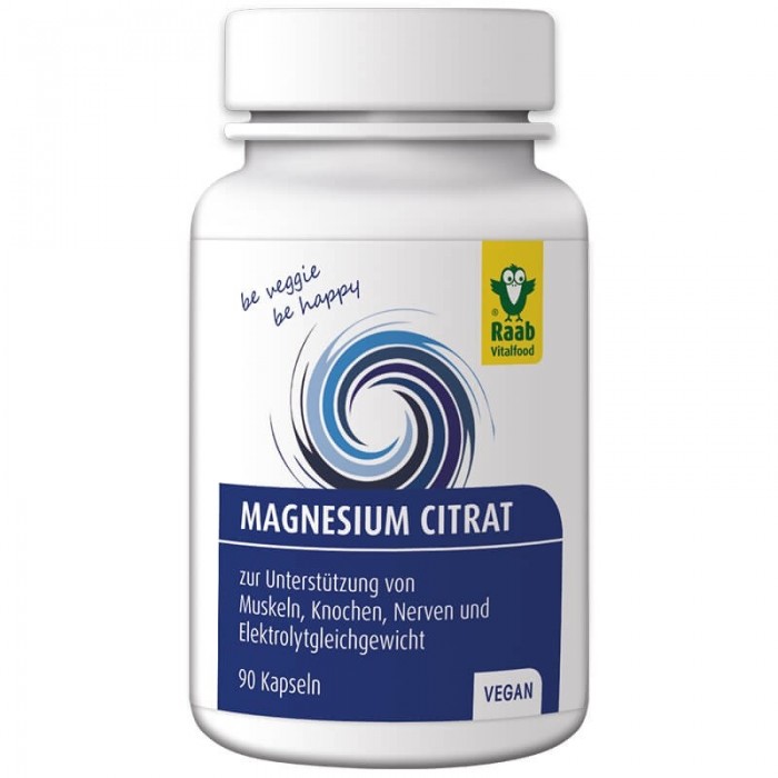 Citrat de magneziu 600 mg (90 capsule vegane), Raab Vitalfood Citrat de magneziu 600 mg (90 capsule vegane), Raab Vitalfood