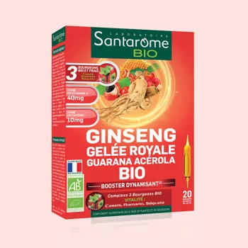 Ginseng - Laptisor De Matca - Guarana - Acerola Bio (20 fiole), Santarome Ginseng - Laptisor De Matca - Guarana - Acerola Bio (20 fiole), Santarome