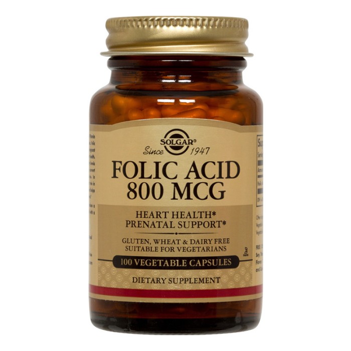 Folacin (Folic Acid) 800mg (100 tablete), Solgar