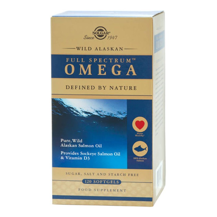 Spectru complet Omega din somon salbatic de Alaska (120 capsule), Solgar Spectru complet Omega din somon salbatic de Alaska (120 capsule), Solgar