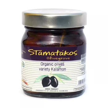 Masline Kalamata cu continut redus de sare bio (290 grame), Stamatakos