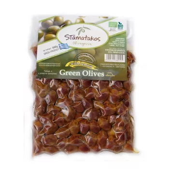 Masline verzi vidate bio (500 grame), Stamatakos