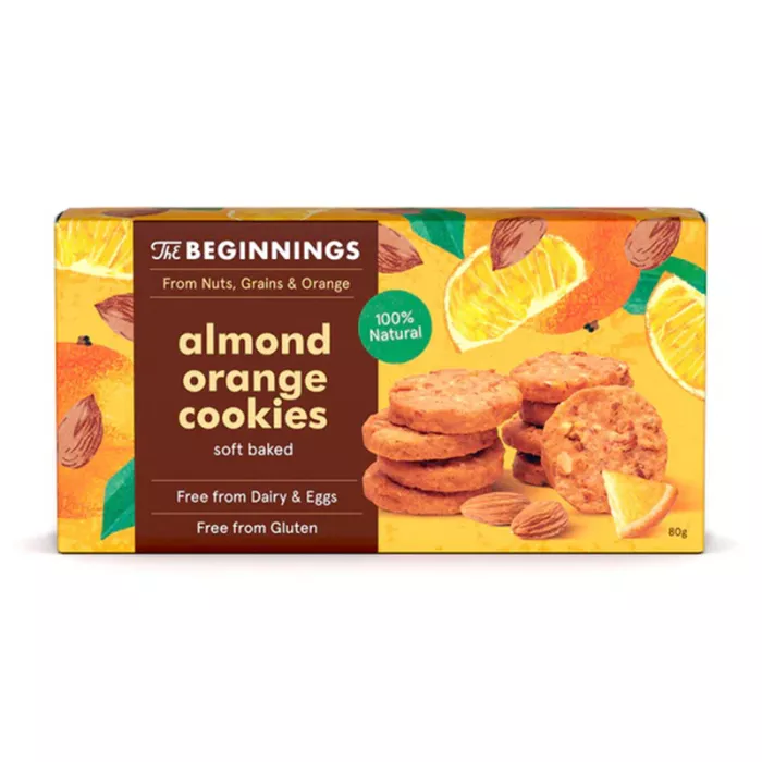 Cookies cu migdale si portocale, fara gluten, vegan (80 grame), The Beginnings Cookies cu migdale si portocale, fara gluten, vegan (80 grame), The Beginnings