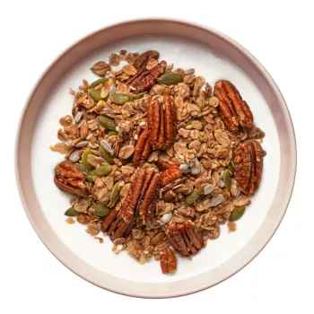 Granola cu ovaz si nuci pecan, vegan, fara gluten, fara zahar (200 grame), The Beginnings Granola cu ovaz si nuci pecan, vegan, fara gluten, fara zahar (200 grame), The Beginnings