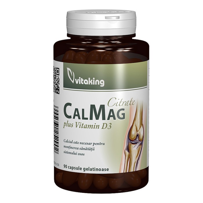 Citrat de Calciu-Magneziu cu vitamina D (90 capsule), Vitaking Citrat de Calciu-Magneziu cu vitamina D (90 capsule), Vitaking