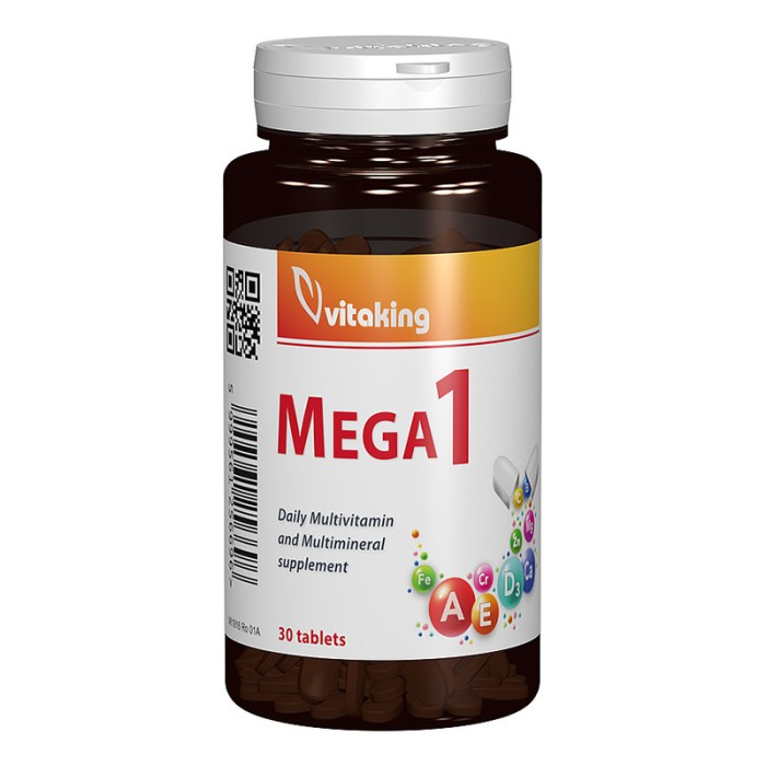 Multivitamina Mega 1 cu minerale si folat (30 comprimate), Vitaking Multivitamina Mega 1 cu minerale si folat (30 comprimate), Vitaking