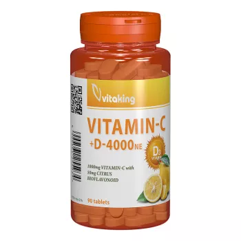 Vitamina C + D 4000 UI cu bioflavonoide (90 comprimate), Vitaking