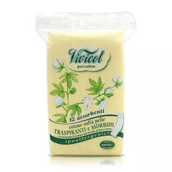 Absorbante din bumbac bio fara aripioare - 2 picaturi (12 bucati), Vivicot