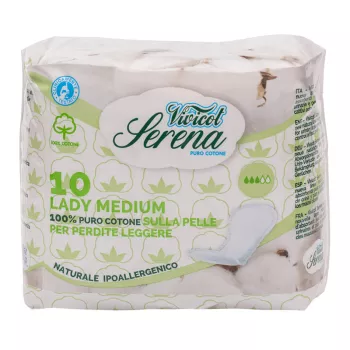Absorbante din bumbac natural fara aripioare - medium - 3 picaturi (10 bucati), Vivicot